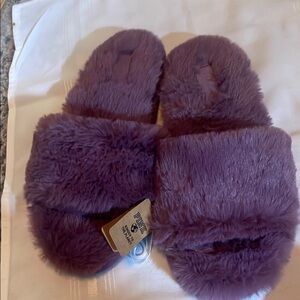 PINK by VS Purple Fuzzy Slippers